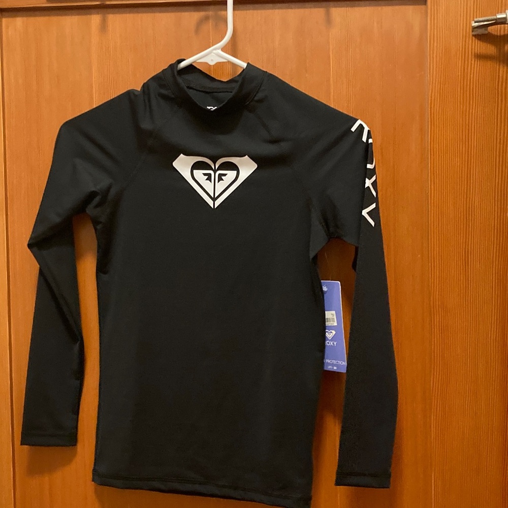 NWT Roxy Black Long Sleeve Swim Top Size 14